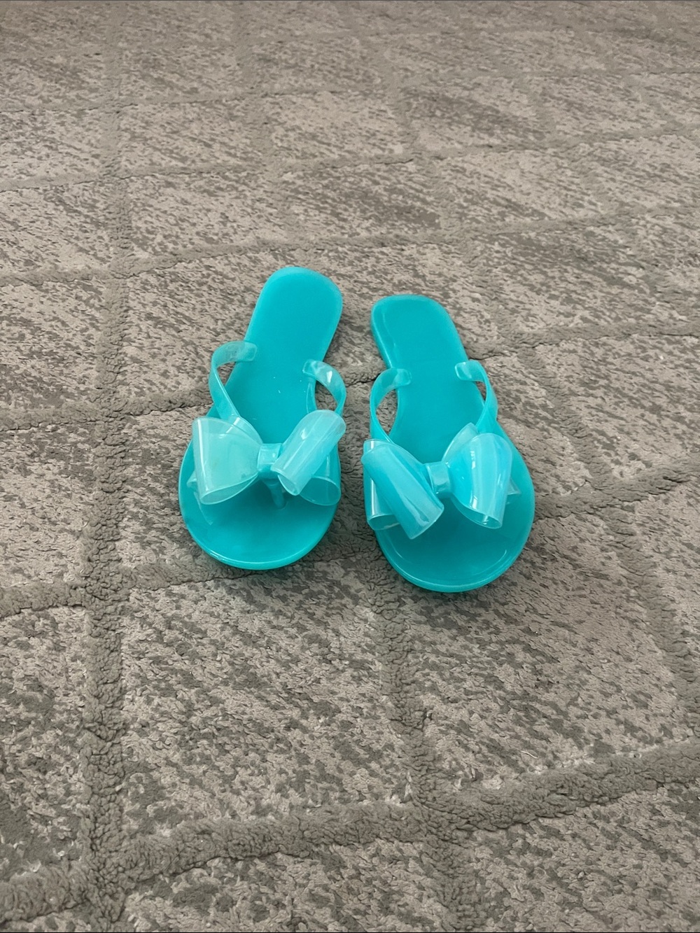 Turquoise Jelly Bow Flip Flop Sandals